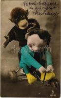 1926 Gyermekjáték majommal / children's toy with monkey (EK)