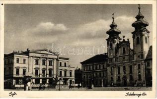 1941 Győr, Széchenyi tér, templom, Győri Lloyd, étterem (EK)