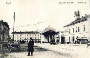 Arad with motorist station, the convenience shop of András Flesch and Café Korzó