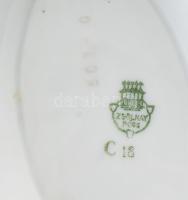 Zsolnay szószos tál, kék, arany mintával 24 cm Jelzett