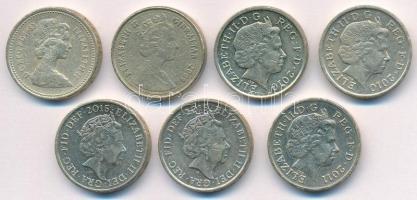 Nagy-Britannia 1983-2015. 1P (7x) T:AU-VF
Great Britian 1983-2015. 1 Pound (7x) C:AU-VF