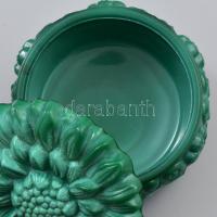 Malachit üveg bonbonninere, hibátlan 10 cm