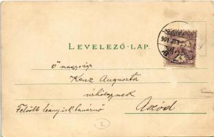 1901 Miskolc, Városház tér magyar zászlóval. Ferenczi B. kiadása (Rb)