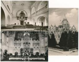 Szeged - 3 db modern Képzőművészeti Alap képeslap: zsinagóga és belseje