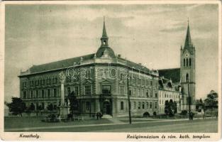 1930 Keszthely, Reálgimnázium és római katolikus templom (Rb)