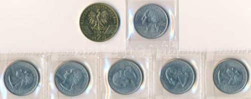 Vegyes: Lengyelország 2006. 2Zl sárgaréz "Mormota" + Amerikai Egyesült Államok 1999D-2000D...