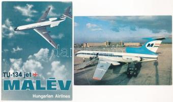 MALÉV Tu-134 és Tu-154 repülőgépek / Hungarian Airline's aircrafts - 2 db MODERN képeslap / 2 modern postcards