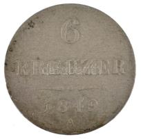Ausztria 1849A 6kr Ag T:VF kissé hajlott lapka, patina 
Austria 1849A 6 Kreuzer Ag C:VF slightly wa...