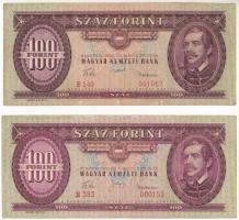 1957-1960. 100Ft (2xklf) T:F hajtás mentén kopott papír Adamo F29,F30