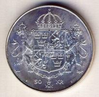 Svédország 1976. 50Kr Ag "XVI.Károly Gusztáv és Szilvia esküvője T:1