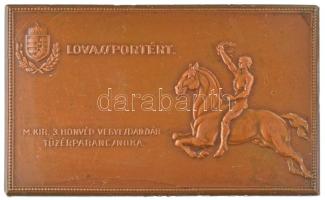 ~1930. "Lovassportért / Magyar Királyi 3. Honvéd Vegyesdandár Tüzérparancsnoka" bronz plakett (58x93mm) T:XF több ph.