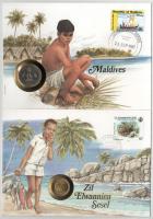 5xklf érmés boríték tétel, mind német nyelvű tájékoztatóval, benne: Indonézia, Ciprus, Antigua, Mald...