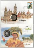 5xklf érmés boríték tétel, mind német nyelvű tájékoztatóval, benne: Thaiföld, Nagy-Britannia, Tajvan...