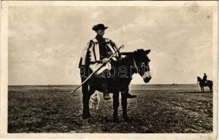 1943 Hortobágy, juhász a szamáron, magyar folklór (fl)