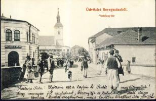 Beregszász with synagogue and the bakery of Áron Meisels (EB)