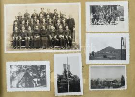 Családi fotóalbum mintegy 200 különböző méretű beragasztott fotóval, események, katonai, Felvidék, s...