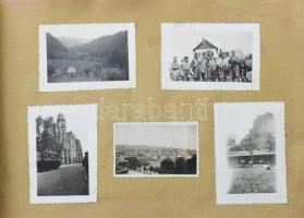 Családi fotóalbum mintegy 200 különböző méretű beragasztott fotóval, események, katonai, Felvidék, s...