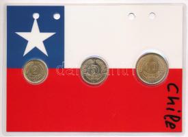 Chile 1970. 2c-10c aranyozva (3xklf) díszlapon T:UNC,AU Chile 1970. 2 Centimos - 10 Centimos gilt (3xdiff) on decorative cardboard sheet C:UNC,AU