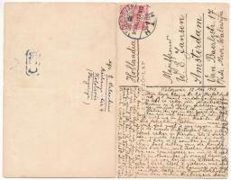 1913 Kolozsvár, Cluj; Mátyás király szobor. Schuster Emil kiadása, 2-részes kinyitható panorámalap /...