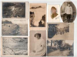 9 db RÉGI katonai fotó és képeslap vegyes minőségben / 9 pre-1945 WWI military photos and postcards in mixed quality