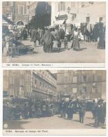 Roma, Rome; - 2 db RÉGI város képeslap / 2 pre-1945 town-view postcards: Campo di Fiori