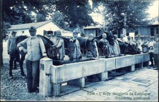 Giving water to the military horses at Póla