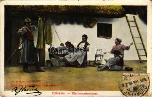 1909 A magyar népéletből: hálókötés, folklór. TCV card