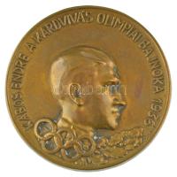 Dabóczi Mihály (1905-1980) 1936. "Kabos Endre a kardvívás Olimpiai Bajnoka 1936" bronz emlékérem hátoldalán "Ludvig BP" gyártói jelzéssel (49mm) T:AU kis patina