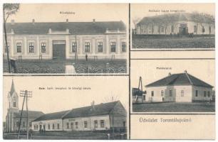 1911 Újvár, Torontálújvár, Uivar, Neuburg an der Bega (Temes); községháza, plébánialak, Római katolikus templom, községi iskola, Neuhaus Lajos üzlete / town hall, rectory, church, school, shop (EK)