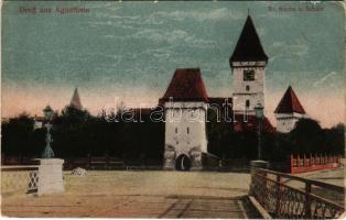 1918 Szentágota, Agnetheln, Agnita; Ev. Kirche / Evangélikus templom / Lutheran church (EK)