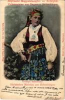 Erdélyi Szászleány. Kézzel festve / Sächsische Mädchen aus Siebenbürgen / Transylvanian Saxon folklore (Rb)