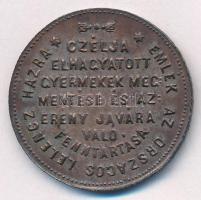 1869. &quot;Emlékérem az Országos Lelencház alapítására&quot; ezüstözött bronz emlékérem. &quot;AZ EMBERISÉG ÜDVE LEGYEN VELÜNK. 1869 / EMLÉK AZ ORSZÁGOS LELENCZ HÁZRA - CZÉLJA ELHAGYATOTT GYERMEKEK MEG MENTÉSE ÉS AZ ERÉNY JAVÁRA VALÓ FENNTARTÁSA&quot; (31mm) T:AU apró ph, az ezüstözés lekopott