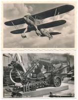 2 db RÉGI második világháborús német katonai képeslap: hadi repülőgép és légvédelmi fegyverek / 2 pre-1945 WWII German military postcards: aircraft and air-defense guns