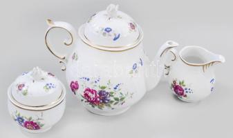 Hollóházi Hajnalka mintás porcelán teás készlet. Hat személyes. Kézzel festett, jelzett, minimális l...