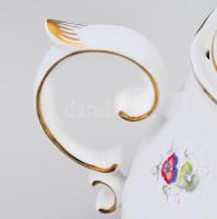 Hollóházi Hajnalka mintás porcelán teás készlet. Hat személyes. Kézzel festett, jelzett, minimális l...