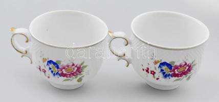 Hollóházi Hajnalka mintás porcelán teás készlet. Hat személyes. Kézzel festett, jelzett, minimális l...