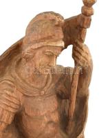 Szent Flórián nagy méretű faragott fa szobor 55 cm Ragasztott a zászlórúd vége