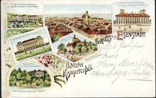 Kismárton with military school litho