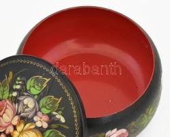 Festett fém cukordoboz, belül is festett, hibátlan d 14 cm