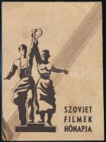 cca 1960 Szovjet filmek hónapja, képekkel gazdagon illusztrált prospektus (Ki lesz a párom, Mese a tűzmadárról, Expressz-szerelem, Szibériai rapszódia, stb.)