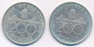 1994. 200Ft Ag "Deák" (2x) T:AU,XF patina Adamo F13.1