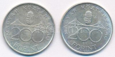 1994. 200Ft Ag "Deák" (2x) T:AU,XF patina Adamo F13.1