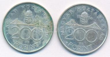 1994. 200Ft Ag "Deák" (2x) T:AU,XF patina Adamo F13.1
