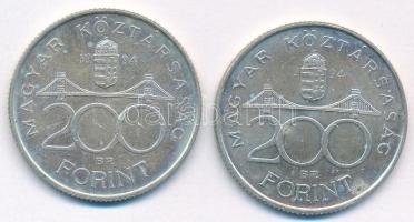 1994. 200Ft Ag "Deák" (2x) T:AU patina Adamo F13.1