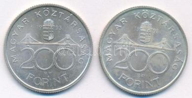 1993. 200Ft Ag "MNB" (2x) T:AU patina Adamo F13