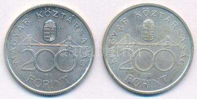 1993. 200Ft Ag "MNB" (2x) T:AU patina Adamo F13