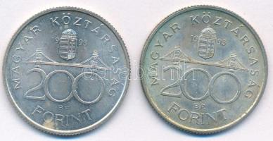 1993. 200Ft Ag "MNB" (2x) T:AU patina Adamo F13