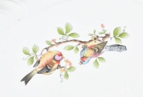 Hollóházi madár mintás kínáló tál. Kézzel festett, jelzett, kis kopással d: 36x26 cm