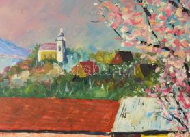 Zombori I jelzéssel: Tavasz. Olaj, farost. 50x70 cm. Fakeretben