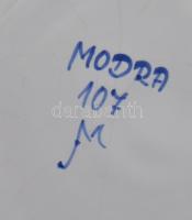 Modra népi mintás kerámia edény, váza. Kézzel festett, jelzett, hibátlan m: 30 cm